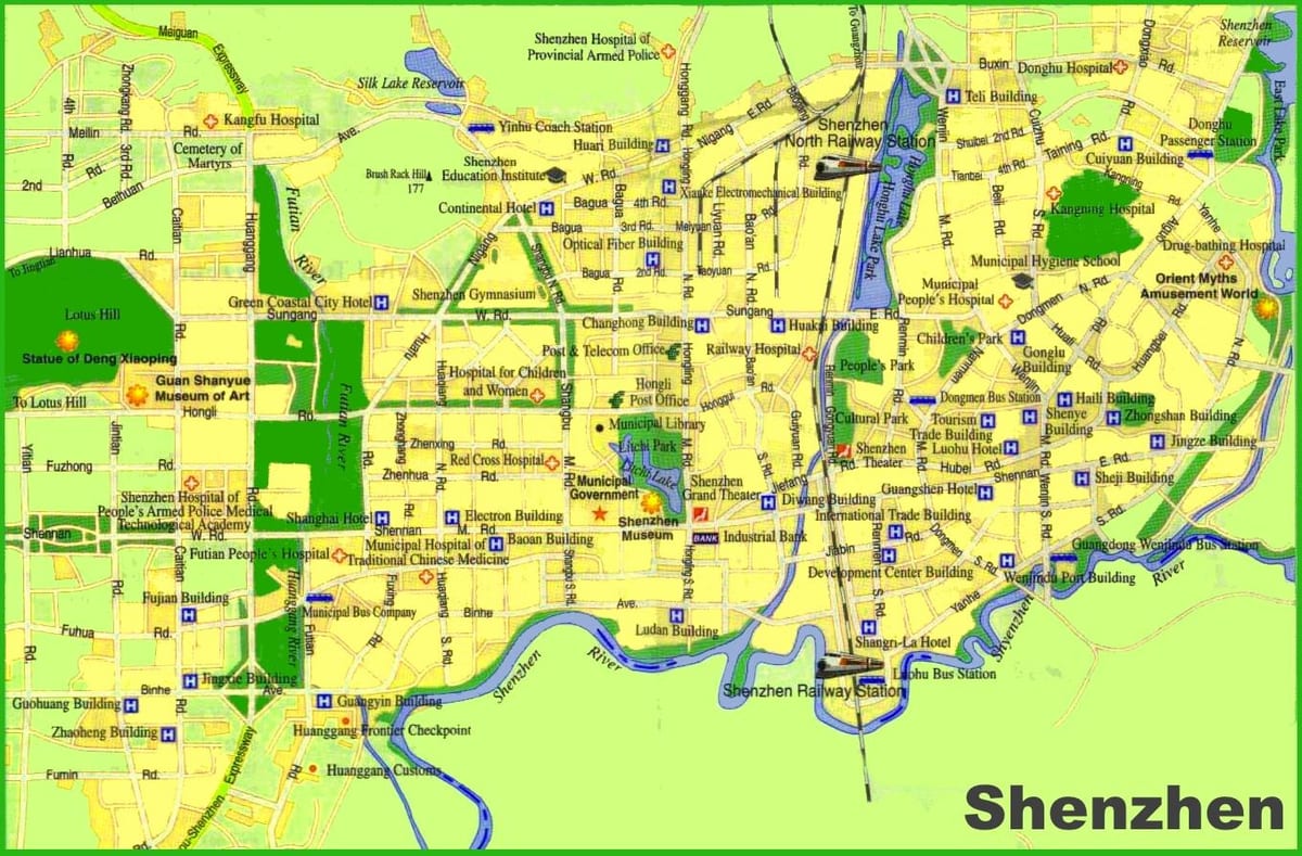 mapa ng Shenzhen atraksyon
