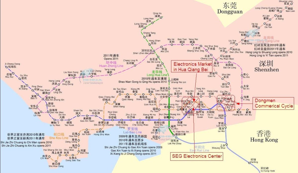 mapa ng Shenzhen electronics market