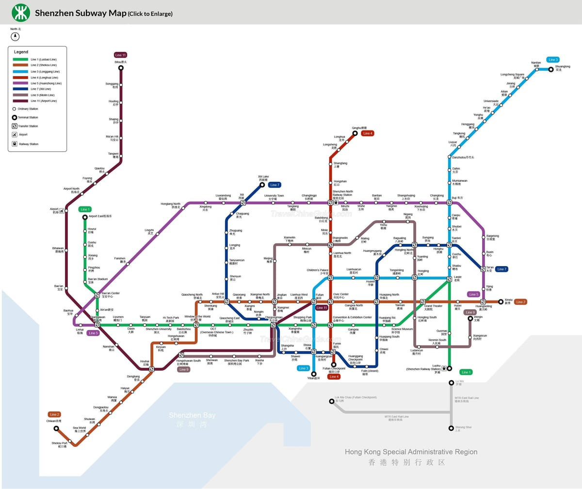 Shenzhen istasyon ng tren sa mapa
