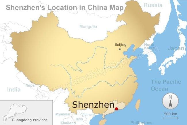 Shenzhen lokasyon sa mapa ng China