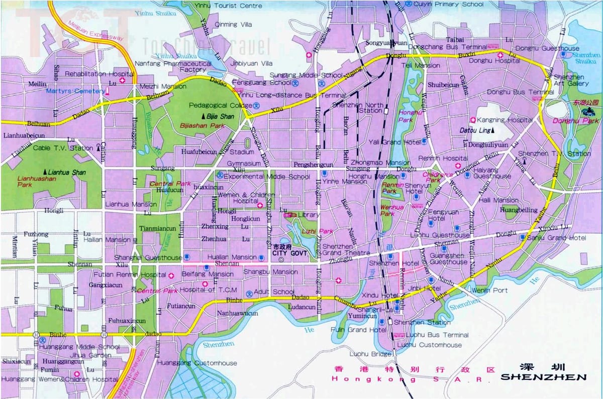 Shenzhen pinupuntahan ng mga turista mapa
