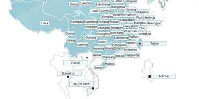 Mapa ng Shenzhen ruta ng mga airline