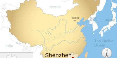 Shenzhen lokasyon sa mapa ng China